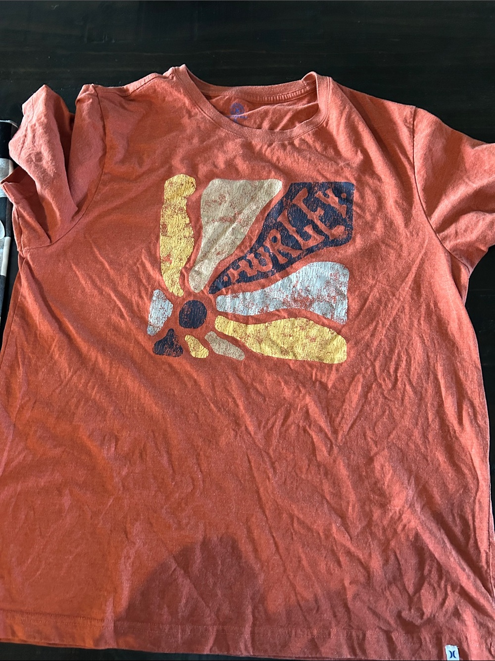 Hurley Orange Short-Sleeve Kids Tee with Retro Burst Graphic
